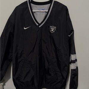 Vintage 90s Nike Pro Line Oakland Raiders Black & Grey Reversible Windbreaker L